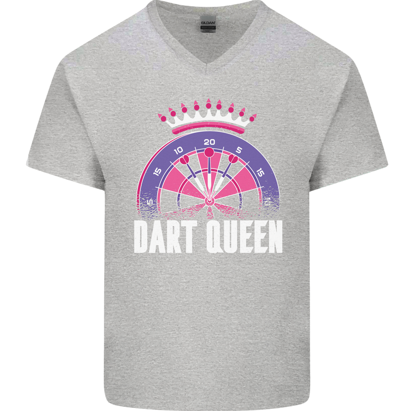 Darts Queen Funny Mens V-Neck Cotton T-Shirt Sports Grey