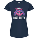 Darts Queen Funny Womens Petite Cut T-Shirt Navy Blue