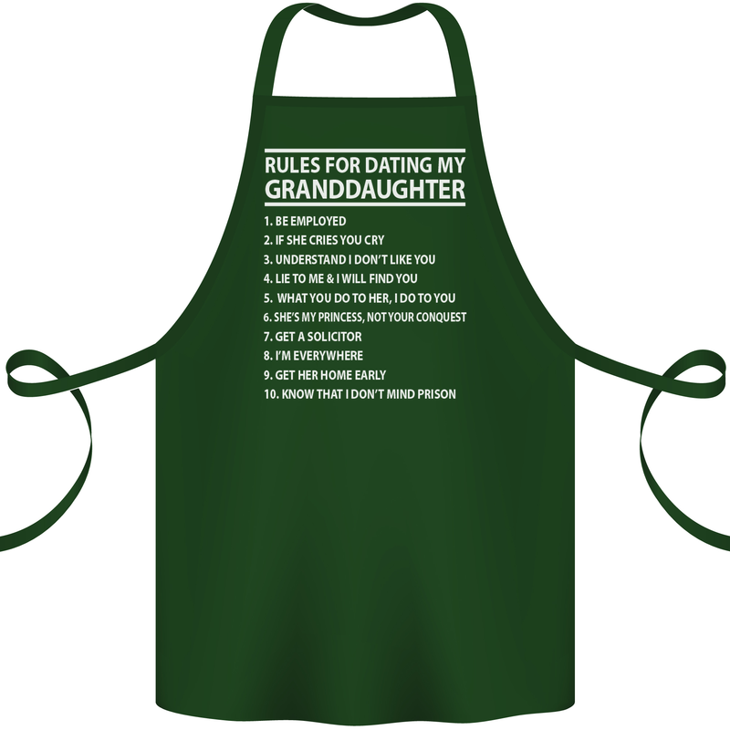 Dating My Granddaughter Grandparent's Day Cotton Apron 100% Organic Forest Green
