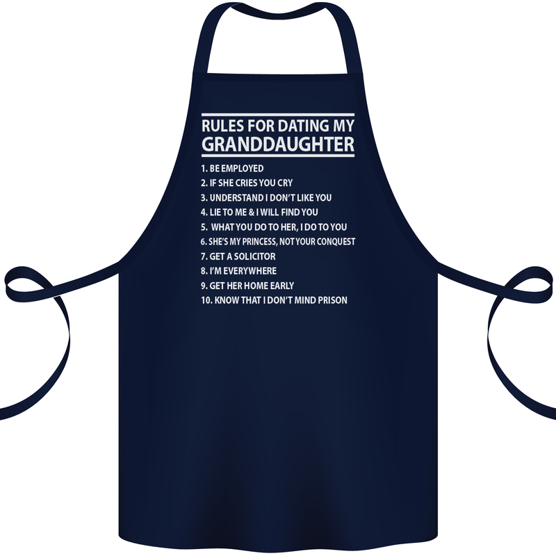 Dating My Granddaughter Grandparent's Day Cotton Apron 100% Organic Navy Blue