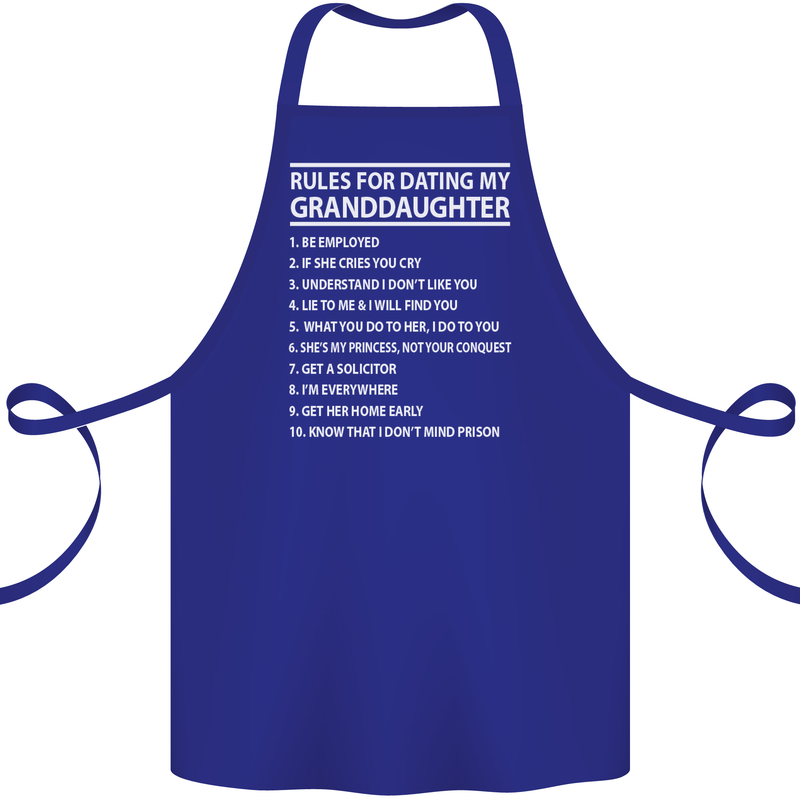 Dating My Granddaughter Grandparent's Day Cotton Apron 100% Organic Royal Blue