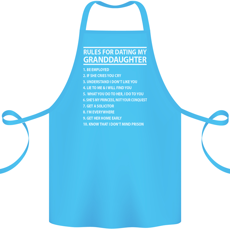 Dating My Granddaughter Grandparent's Day Cotton Apron 100% Organic Turquoise