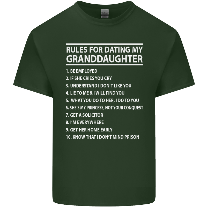 Dating My Granddaughter Grandparent's Day Mens Cotton T-Shirt Tee Top Forest Green