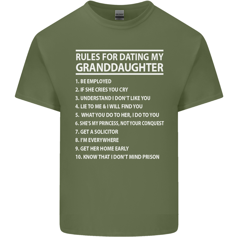 Dating My Granddaughter Grandparent's Day Mens Cotton T-Shirt Tee Top Military Green
