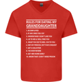 Dating My Granddaughter Grandparent's Day Mens V-Neck Cotton T-Shirt Red