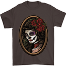 Day of the Dead La Catrina DOTD Sugar Skull Mens T-Shirt Cotton Gildan Dark Chocolate