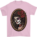Day of the Dead La Catrina DOTD Sugar Skull Mens T-Shirt Cotton Gildan Light Pink