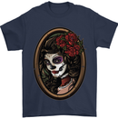 Day of the Dead La Catrina DOTD Sugar Skull Mens T-Shirt Cotton Gildan Navy Blue