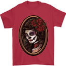 Day of the Dead La Catrina DOTD Sugar Skull Mens T-Shirt Cotton Gildan Red