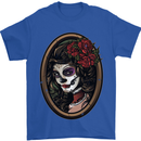 Day of the Dead La Catrina DOTD Sugar Skull Mens T-Shirt Cotton Gildan Royal Blue