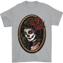 Day of the Dead La Catrina DOTD Sugar Skull Mens T-Shirt Cotton Gildan Sports Grey