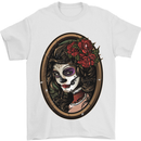 Day of the Dead La Catrina DOTD Sugar Skull Mens T-Shirt Cotton Gildan White