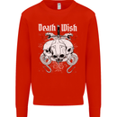Death Wish Skulls Snakes Biker Gothic Demon Mens Sweatshirt Jumper Bright Red