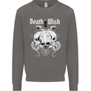 Death Wish Skulls Snakes Biker Gothic Demon Mens Sweatshirt Jumper Charcoal