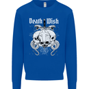Death Wish Skulls Snakes Biker Gothic Demon Mens Sweatshirt Jumper Royal Blue