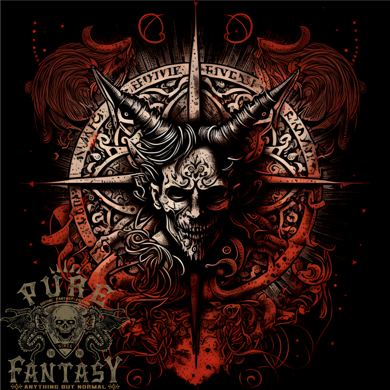 Demonic Satan Dark Magic Skull Gothic Fantasy Mens Cotton T-Shirt Tee Top