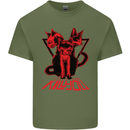 Demonic Cats Halloween Horror Witch Demons Mens Cotton T-Shirt Tee Top Military Green