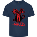 Demonic Cats Halloween Horror Witch Demons Mens Cotton T-Shirt Tee Top Navy Blue