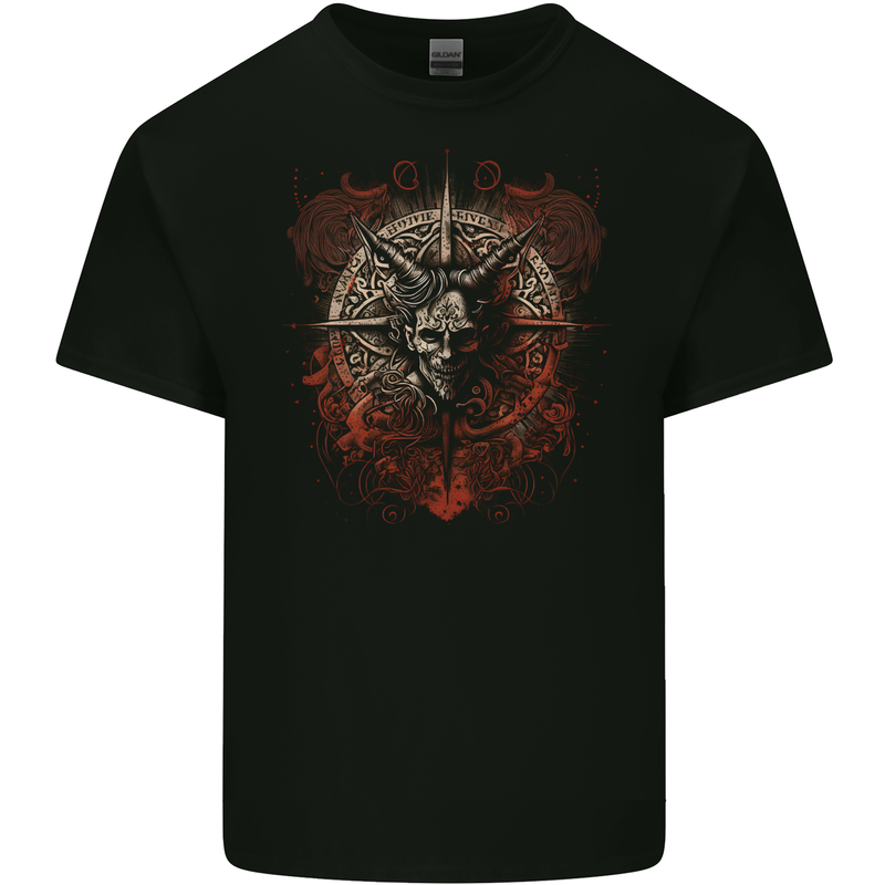 Demonic Satan Dark Magic Skull Gothic Fantasy Mens Cotton T-Shirt Tee Top BLACK