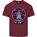 Demonic Satanic Rabbit With Skulls Mens Cotton T-Shirt Tee Top Maroon