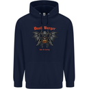Devil Burger Demon Satan Grim Reaper BBQ Childrens Kids Hoodie Navy Blue