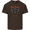 Devil Burger Demon Satan Grim Reaper BBQ Kids T-Shirt Childrens Chocolate