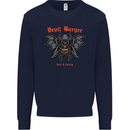 Devil Burger Demon Satan Grim Reaper BBQ Mens Sweatshirt Jumper Navy Blue