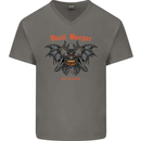 Devil Burger Demon Satan Grim Reaper BBQ Mens V-Neck Cotton T-Shirt Charcoal