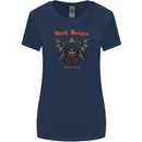Devil Burger Demon Satan Grim Reaper BBQ Womens Wider Cut T-Shirt Navy Blue