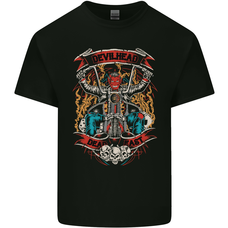 Devil Head Motorcycle Motorbike Biker Mens Cotton T-Shirt Tee Top Black