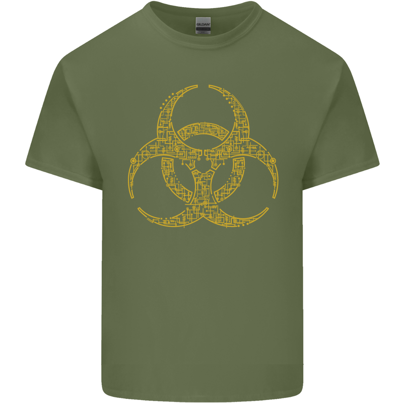 Digital Biohazard Gaming Gamer Zombie Mens Cotton T-Shirt Tee Top Military Green