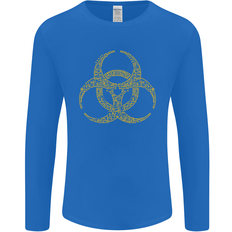 Digital Biohazard Gaming Gamer Zombie Mens Long Sleeve T-Shirt Royal Blue