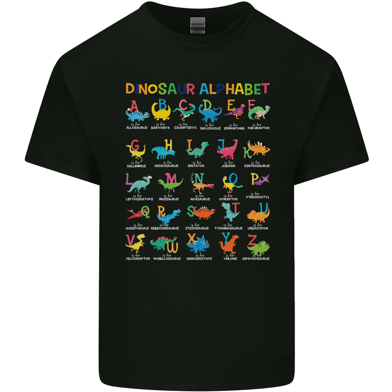 Dinosaur Alphabet T-Rex Funny Kids T-Shirt Childrens Black