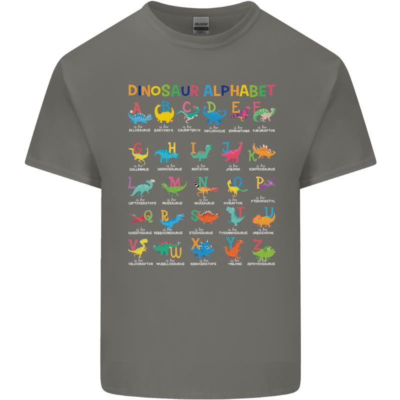 Dinosaur Alphabet T-Rex Funny Kids T-Shirt Childrens Charcoal