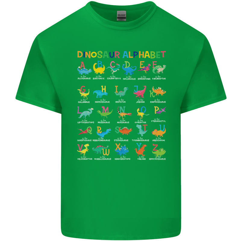 Dinosaur Alphabet T-Rex Funny Mens Cotton T-Shirt Tee Top Irish Green
