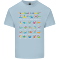 Dinosaur Alphabet T-Rex Funny Mens Cotton T-Shirt Tee Top Light Blue