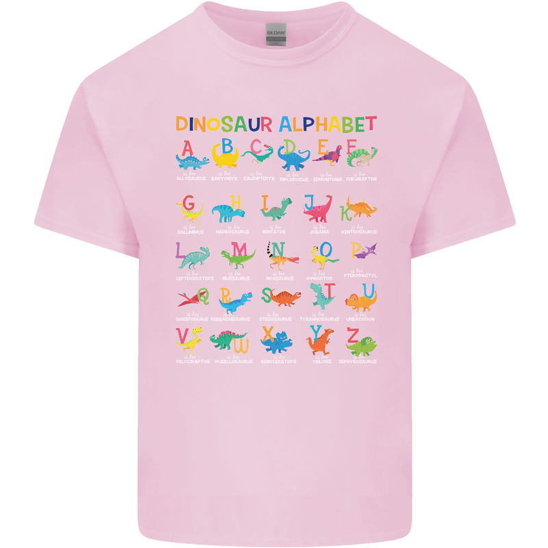 Dinosaur Alphabet T-Rex Funny Mens Cotton T-Shirt Tee Top Light Pink