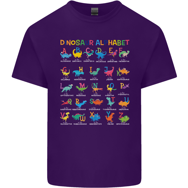 Dinosaur Alphabet T-Rex Funny Mens Cotton T-Shirt Tee Top Purple