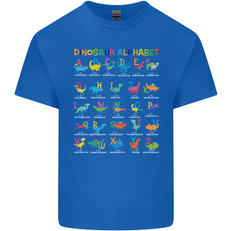 Dinosaur Alphabet T-Rex Funny Mens Cotton T-Shirt Tee Top Royal Blue