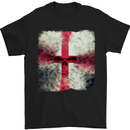 Dissolving England Flag St. George's Skull Mens T-Shirt Cotton Gildan Black