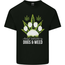 Distracted by Dogs and Weed Funny Drugs Mens Cotton T-Shirt Tee Top Black