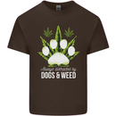 Distracted by Dogs and Weed Funny Drugs Mens Cotton T-Shirt Tee Top Dark Chocolate
