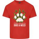 Distracted by Dogs and Weed Funny Drugs Mens Cotton T-Shirt Tee Top Red