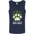 Distracted by Dogs and Weed Funny Drugs Mens Vest Tank Top Navy Blue