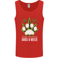 Distracted by Dogs and Weed Funny Drugs Mens Vest Tank Top Red