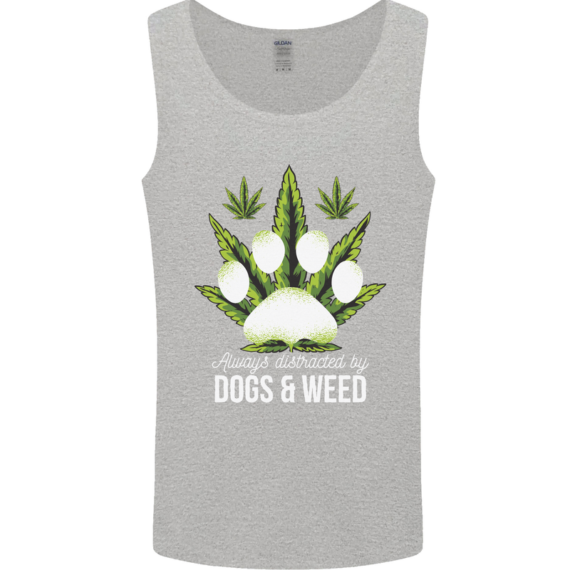 Distracted by Dogs and Weed Funny Drugs Mens Vest Tank Top Sports Grey