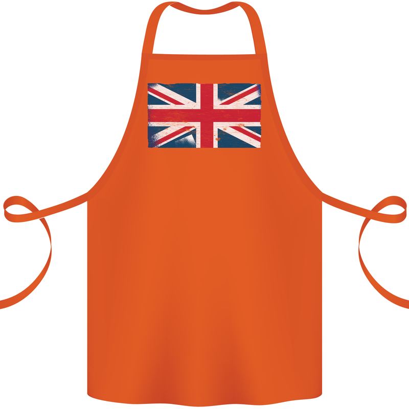 Distressed Union Jack Flag Great Britain Cotton Apron 100% Organic Orange