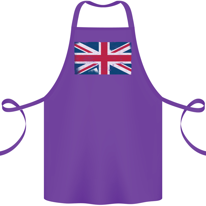 Distressed Union Jack Flag Great Britain Cotton Apron 100% Organic Purple