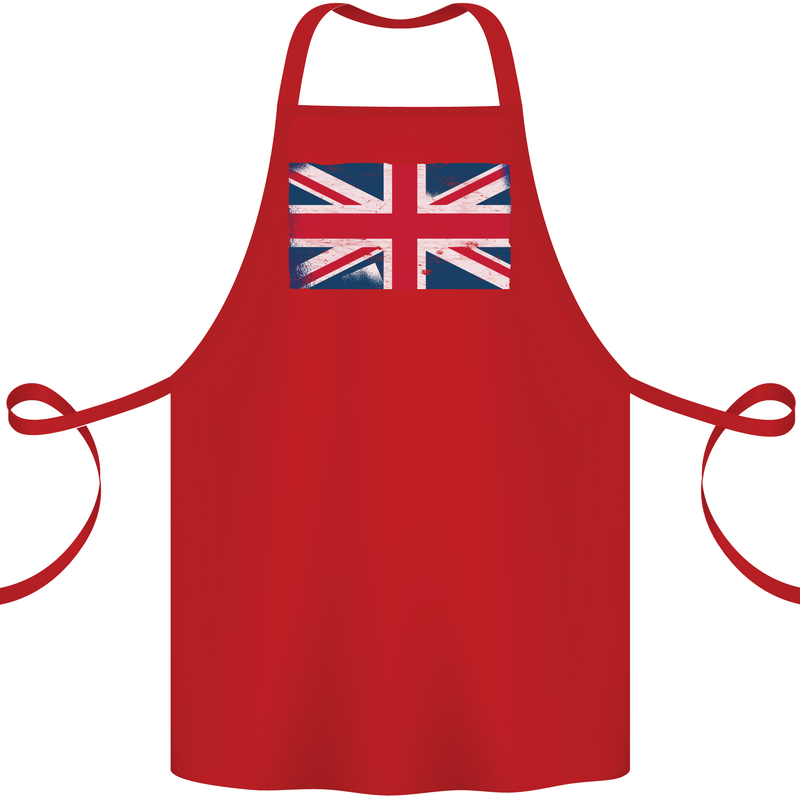Distressed Union Jack Flag Great Britain Cotton Apron 100% Organic Red
