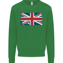Distressed Union Jack Flag Great Britain Kids Sweatshirt Jumper Irish Green